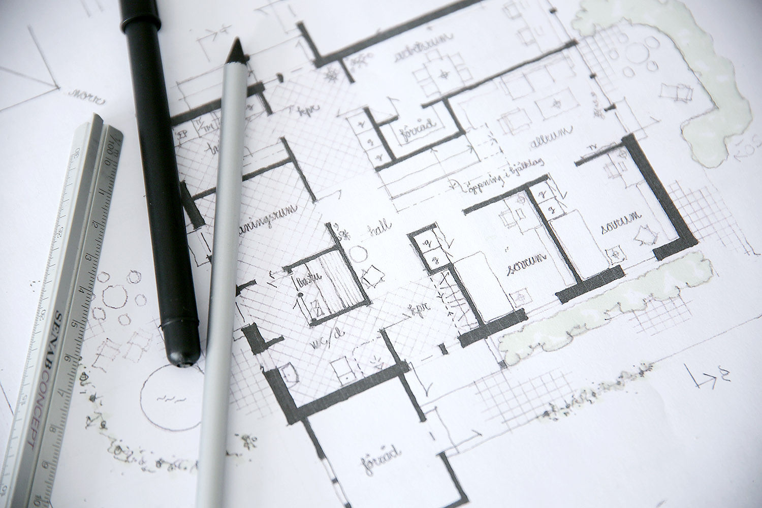 Skissförslag / ritning 2-plans bostadshus