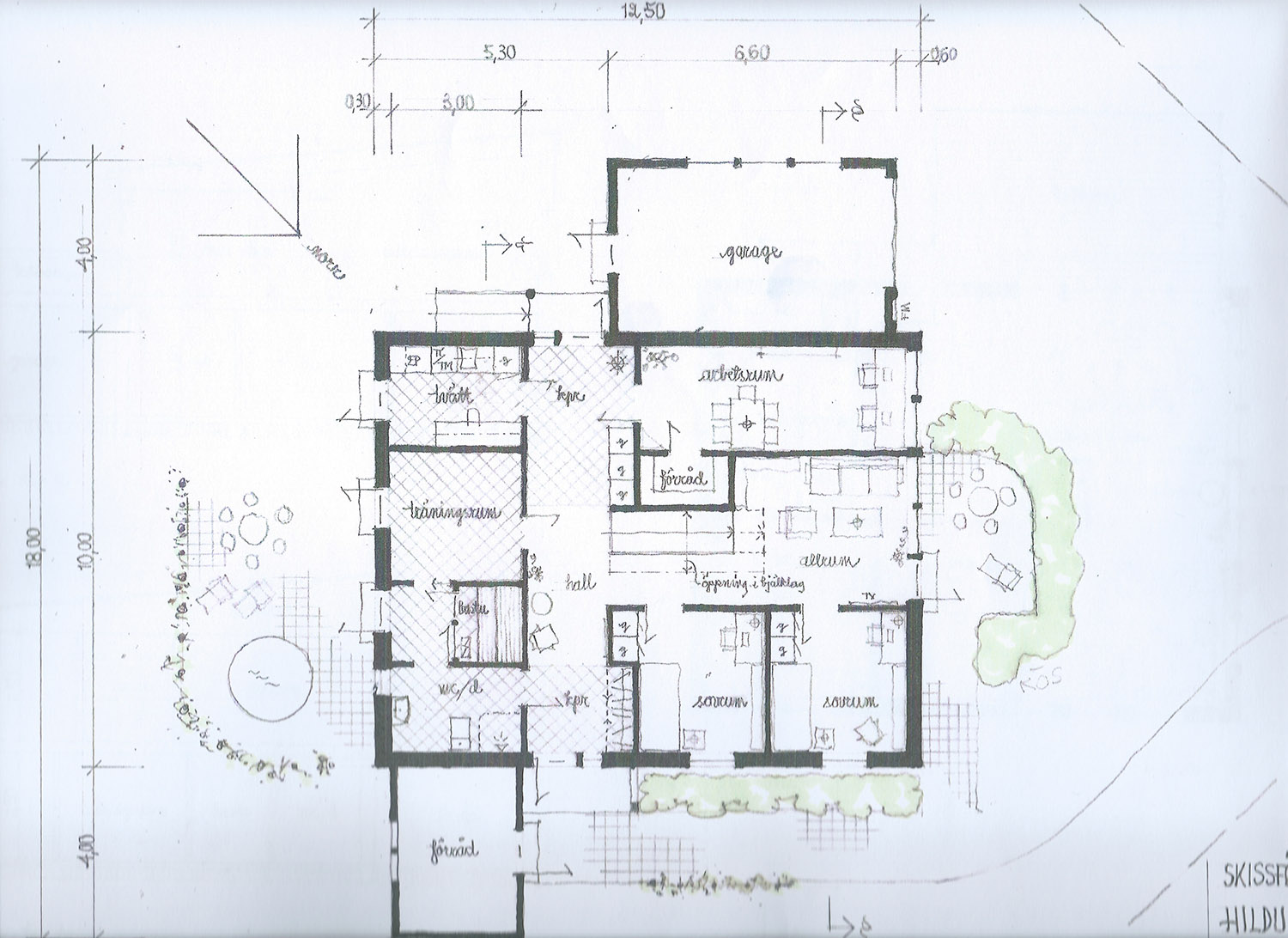 Villa Gläntan - plan 1 första versionen