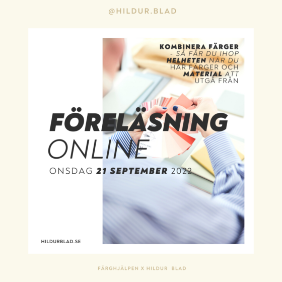 Onlineföreläsning 21 september - Kombinera färger - hildurblad.se